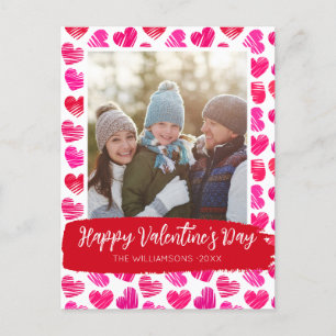 Cartes Pour Fêtes Annuelles Joyeux Valentines Jour Moderne Rouge Coeurs Rose P
