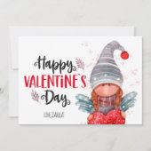 Cartes Pour Fêtes Annuelles Joyeux Valentines Jour Script Pun Gnome Avec Coeur (Devant)