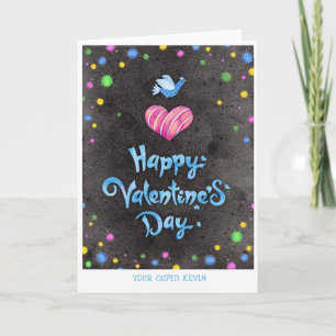 Cartes Pour Fêtes Annuelles Joyeux Valentines Jour Typographie Mignonne Oiseau