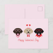 Cartes Pour Fêtes Annuelles Joyeux Valentines Labrador Retriever Dogs (Devant / Derrière)