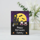 Cartes Pour Fêtes Annuelles Joyeux Vampires d'Halloween violet (Debout devant)