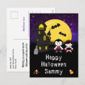 Cartes Pour Fêtes Annuelles Joyeux Vampires d'Halloween violet (Devant / Derrière)