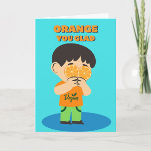 Cartes Pour Fêtes Annuelles Joyeux veganniversaire Vegan Celebration Fun Orang