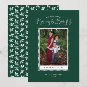 Cartes Pour Fêtes Annuelles Joyeux vert brillant photo élégante