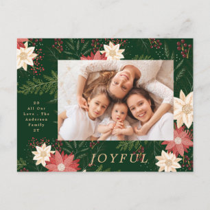 Cartes Pour Fêtes Annuelles Joyeux Vert Élégant Noël Poinsettia