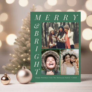 Cartes Pour Fêtes Annuelles joyeux vert élégant texte clair Noël