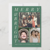 Cartes Pour Fêtes Annuelles joyeux vert élégant texte clair Noël (Devant)