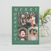 Cartes Pour Fêtes Annuelles joyeux vert élégant texte clair Noël (Debout devant)