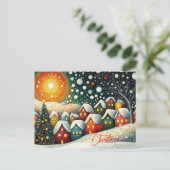 Cartes Pour Fêtes Annuelles Joyeux Village d'art populaire de Noël, sapin de N (Debout devant)