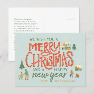 Cartes Pour Fêtes Annuelles Joyeux Village de Noël Lettré à la main