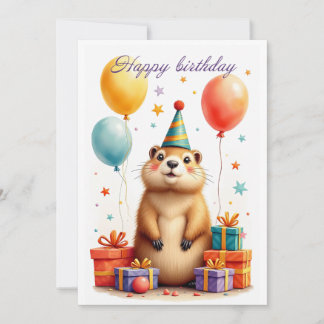 Cartes Pour Fêtes Annuelles Joyeux voeux d'anniversaire d'une marmotte mignonn
