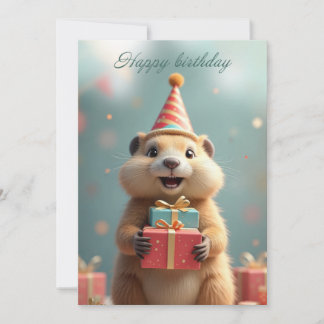 Cartes Pour Fêtes Annuelles Joyeux voeux d'anniversaire d'une marmotte mignonn