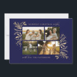 Cartes Pour Fêtes Annuelles Joyeux voeux de Noël 4 Photo Botanique Floral<br><div class="desc">Merriest Christmas Wives 4 Photo Botanical Floral Holiday Card Christmas Card contient votre photo préférée sur le devant avec le texte "Merriest Christmas Wives" dans la typographie script de calligraphie or moderne sur un arrière - plan bleu et personnalisée avec votre nom de famille ci-dessous. Au verso se trouve un...</div>