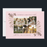 Cartes Pour Fêtes Annuelles Joyeux voeux de Noël 4 Photo Botanique Floral<br><div class="desc">Merriest Christmas Wives 4 Photo Botanical Floral Holiday Card Christmas Card contient votre photo préférée sur le devant avec le texte "Merriest Christmas Wives" dans la typographie script de calligraphie or moderne sur un arrière - plan rose et personnalisée avec votre nom de famille ci-dessous. Au verso se trouve un...</div>