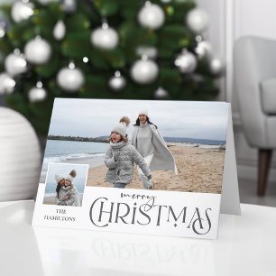 Cartes Pour Fêtes Annuelles Joyeux voeux de Noël avec Insertion photo Argent