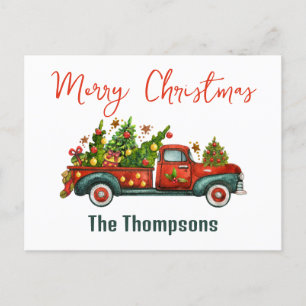 Cartes Pour Fêtes Annuelles Joyeux voeux de Noël Vieux Camion Rouge