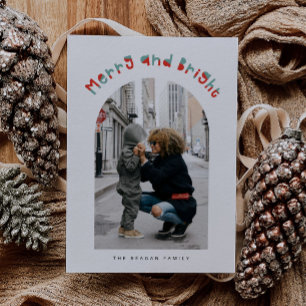 Cartes Pour Fêtes Annuelles Joyeux Whimsical et cadre d'arc brillant Noël