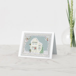 Cartes Pour Fêtes Annuelles Joyeux White Noël Arbre Snowflakes Ornements