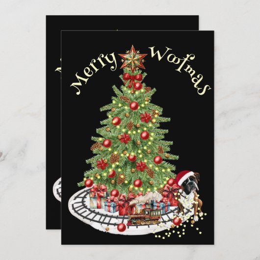 Cartes Pour Fêtes Annuelles Joyeux Woofmas Chien Conception - Boxe (Devant / Derrière)