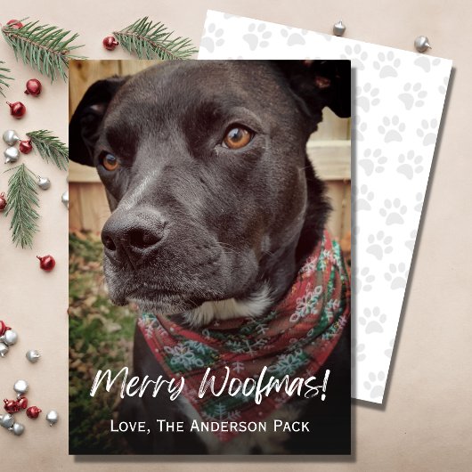 Cartes Pour Fêtes Annuelles Joyeux Woofmas mignon chien photo Noël