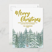 Cartes Pour Fêtes Annuelles Joyeux xmas forêt Moose script Holiday (Devant / Derrière)