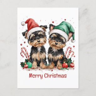Cartes Pour Fêtes Annuelles Joyeux Yorkshire Terrier Chiens de Noël