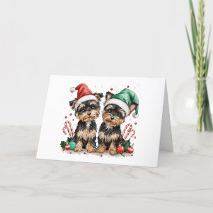 Cartes Pour Fêtes Annuelles Joyeux Yorkshire Terrier Chiens de Noël