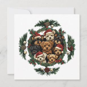 Cartes Pour Fêtes Annuelles Joyeux Yorkshire Terrier Chiens de Noël