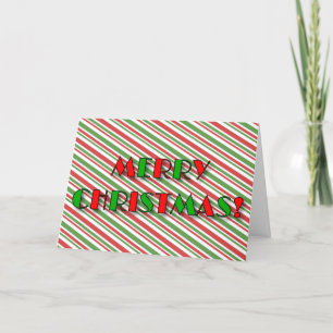 Cartes Pour Fêtes Annuelles "JOYEZ NOËL !" + Fun Red and Green Stripes