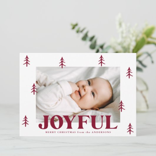 Cartes Pour Fêtes Annuelles Joyful Burgundy Trees 2 Photo (Debout devant)