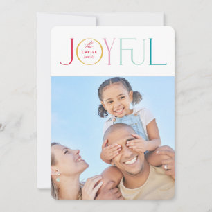 Cartes Pour Fêtes Annuelles JOYFUL FAMILLE PHOTO moderne élégant clair coloré