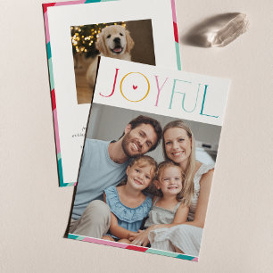 Cartes Pour Fêtes Annuelles JOYFUL FAMILLE PHOTO moderne serif typographie cou