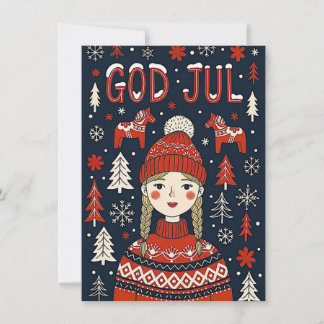 Cartes Pour Fêtes Annuelles Joyful Girl In Red Sweater