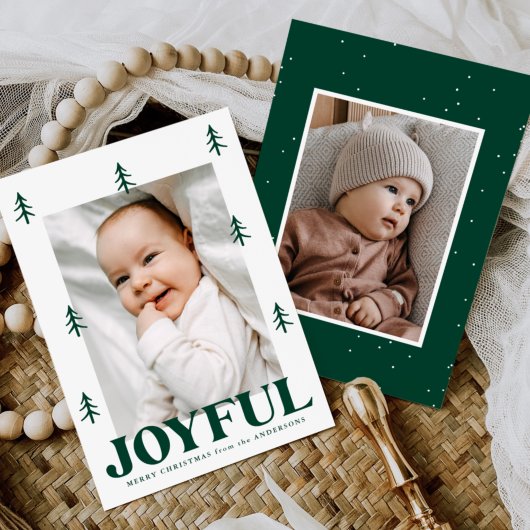 Cartes Pour Fêtes Annuelles Joyful Green Trees 2 Photo