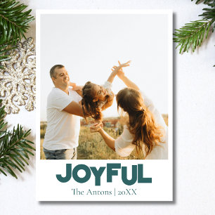 Cartes Pour Fêtes Annuelles Joyful Holiday Family Photo Transformative Turquoi