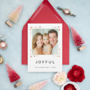 Cartes Pour Fêtes Annuelles Joyful Modern Hearts et Snowflakes Design de vacan
