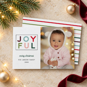 Cartes Pour Fêtes Annuelles Joyful Modern Rainbow Letting Photo
