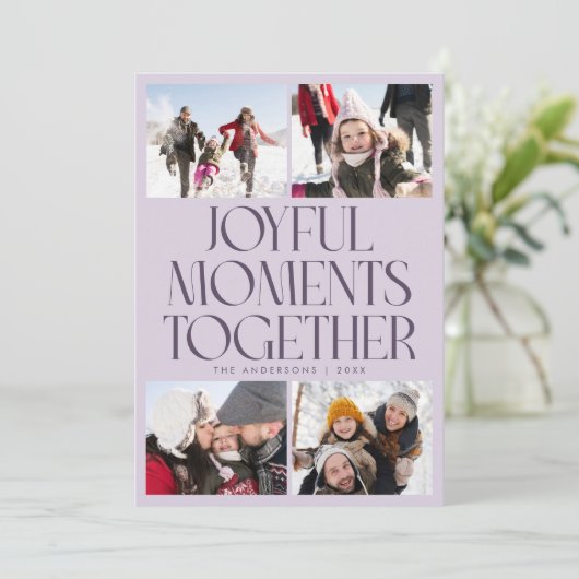 Cartes Pour Fêtes Annuelles Joyful Moments Together Purple Multi Photo (Debout devant)