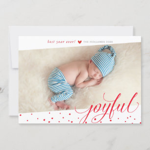 Cartes Pour Fêtes Annuelles JOYFUL NOËL VACANCES élégant calligraphie rouge