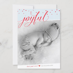 Cartes Pour Fêtes Annuelles JOYFUL NOËL VACANCES élégant calligraphie rouge