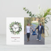 Cartes Pour Fêtes Annuelles Joyful Peace and Love Christmas Wreath Photo (Debout devant)