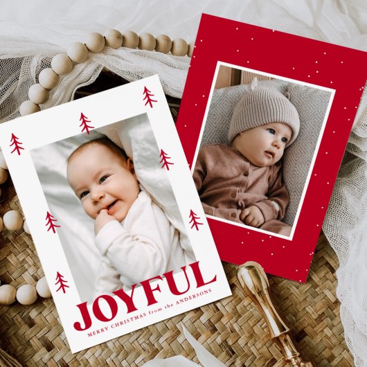 Cartes Pour Fêtes Annuelles Joyful Red Trees 2 Photo