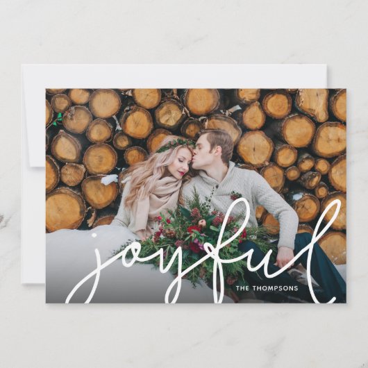 Cartes Pour Fêtes Annuelles Joyful Script et Branches 5 Photo Flat (Devant)