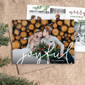 Cartes Pour Fêtes Annuelles Joyful Script et Branches 5 Photo Flat