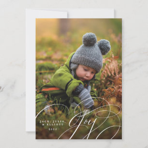 Cartes Pour Fêtes Annuelles Joyful Script Happy Photo Holiday Card