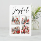 Cartes Pour Fêtes Annuelles JOYFUL Script Noir Simple Photo Collage (Debout devant)