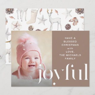 Cartes Pour Fêtes Annuelles Joyful Taupe Noël Illustrated Deer Photo