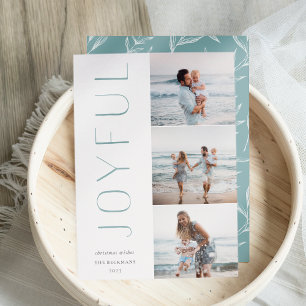 Cartes Pour Fêtes Annuelles Joyful Trio   Modern 3 Photo Collage