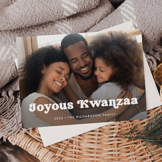 Cartes Pour Fêtes Annuelles Joyous Kwanzaa | Superposition photo Boho simple