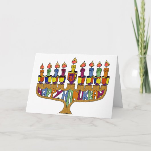 Cartes Pour Fêtes Annuelles Judaica Happy Hanukkah (Devant)